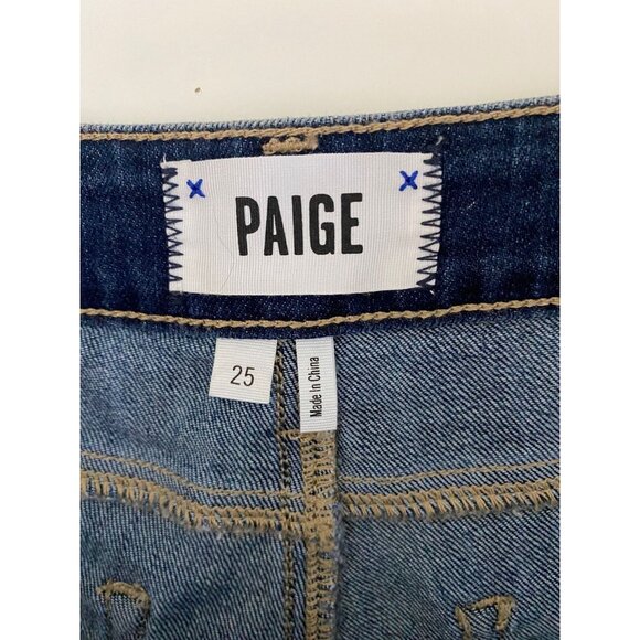 Paige Womens Bermuda Jean Shorts Blue Denim Jax Mid Rise Size 25 Boho Distressed - Picture 8 of 11